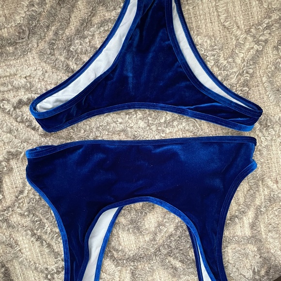 royal blue velvet bikini set